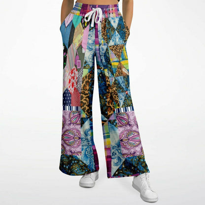 Gypsy Queen Juxtapose Purple Patchwork Quilt Eco-Poly Wide Leg Pants