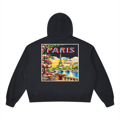 Paris Vive la France Unisex Boxy Vintage Washed Hoodie