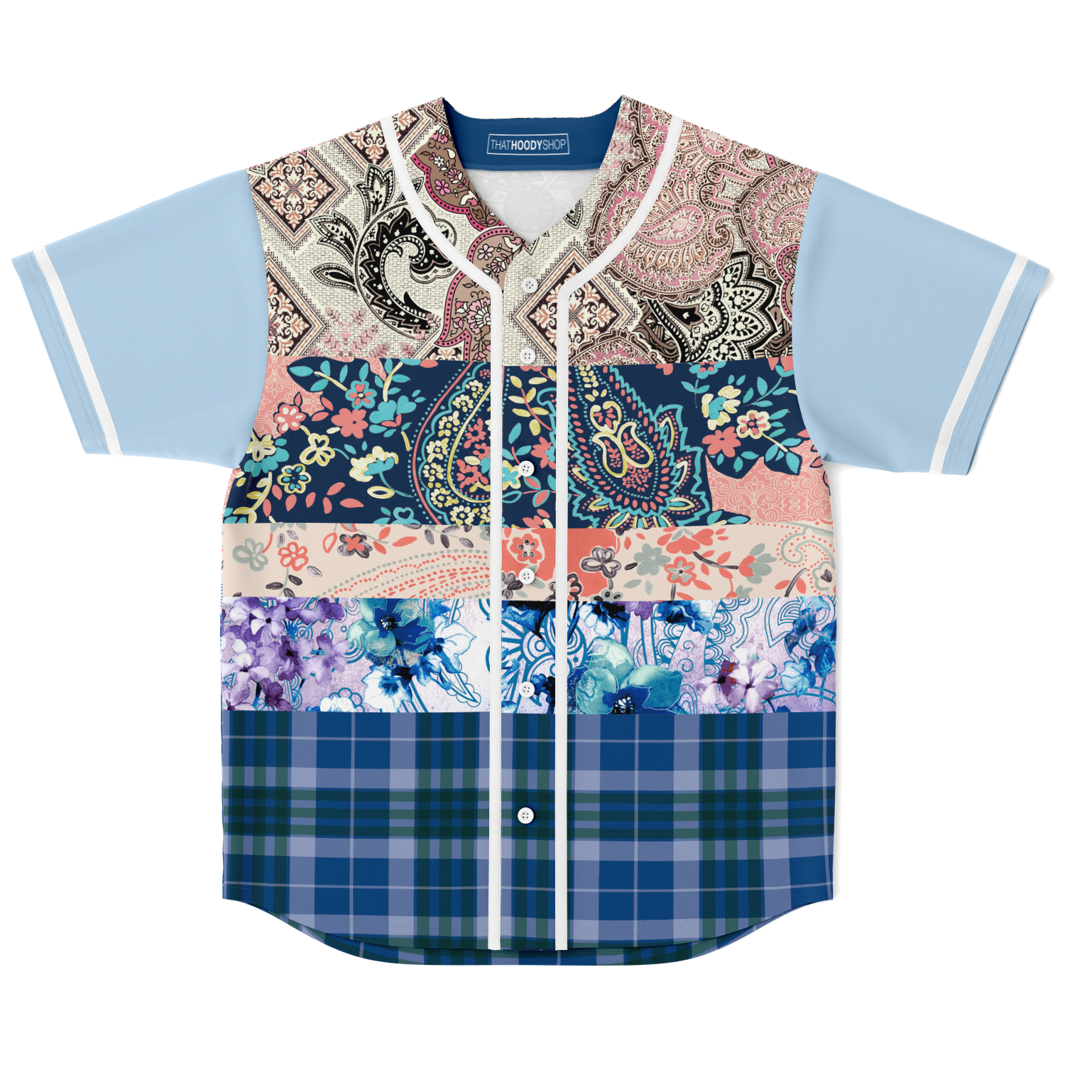 Dolores Park Paisley Print Short Sleeve Eco-Poly Baseball Jersey