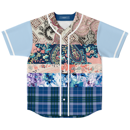 Dolores Park Paisley Print Short Sleeve Eco-Poly Baseball Jersey