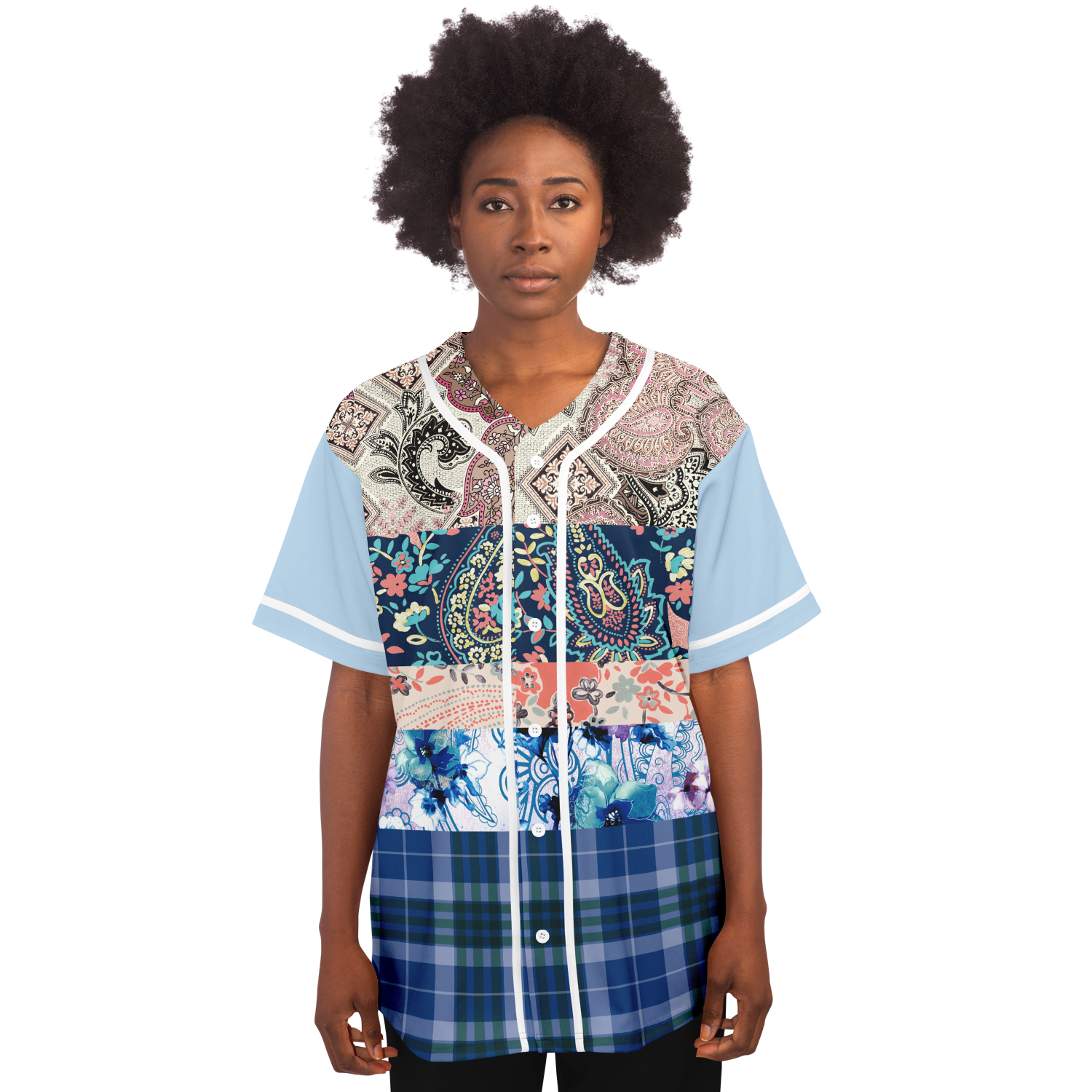 Dolores Park Paisley Print Short Sleeve Eco-Poly Baseball Jersey