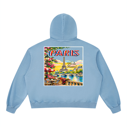 Paris Vive la France Unisex Boxy Vintage Washed Hoodie