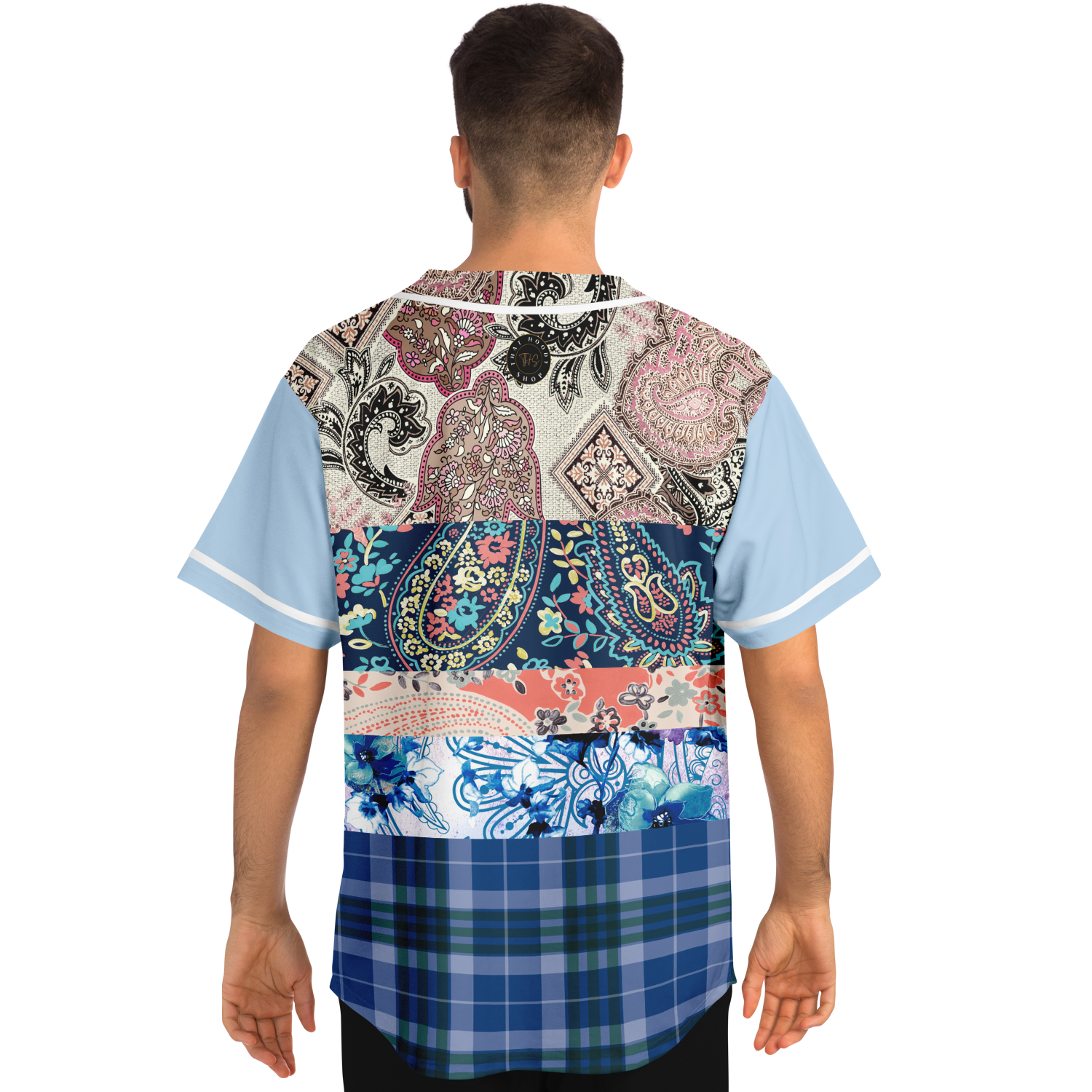 Dolores Park Paisley Print Short Sleeve Eco-Poly Baseball Jersey