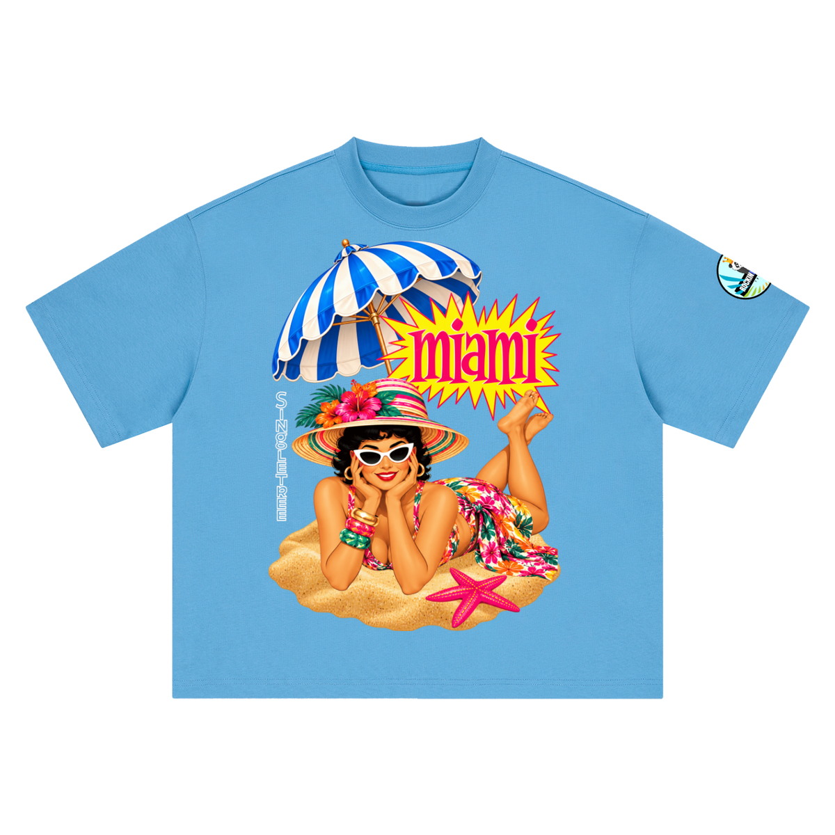 Miami Beach Girl on Vacation Boxy Oversized Unisex T-Shirt