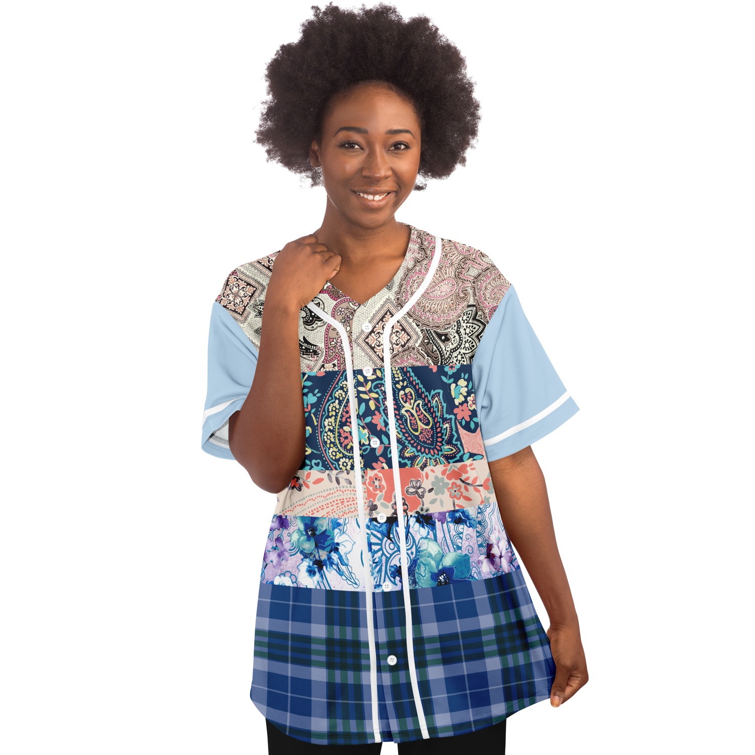 Dolores Park Paisley Print Short Sleeve Eco-Poly Baseball Jersey