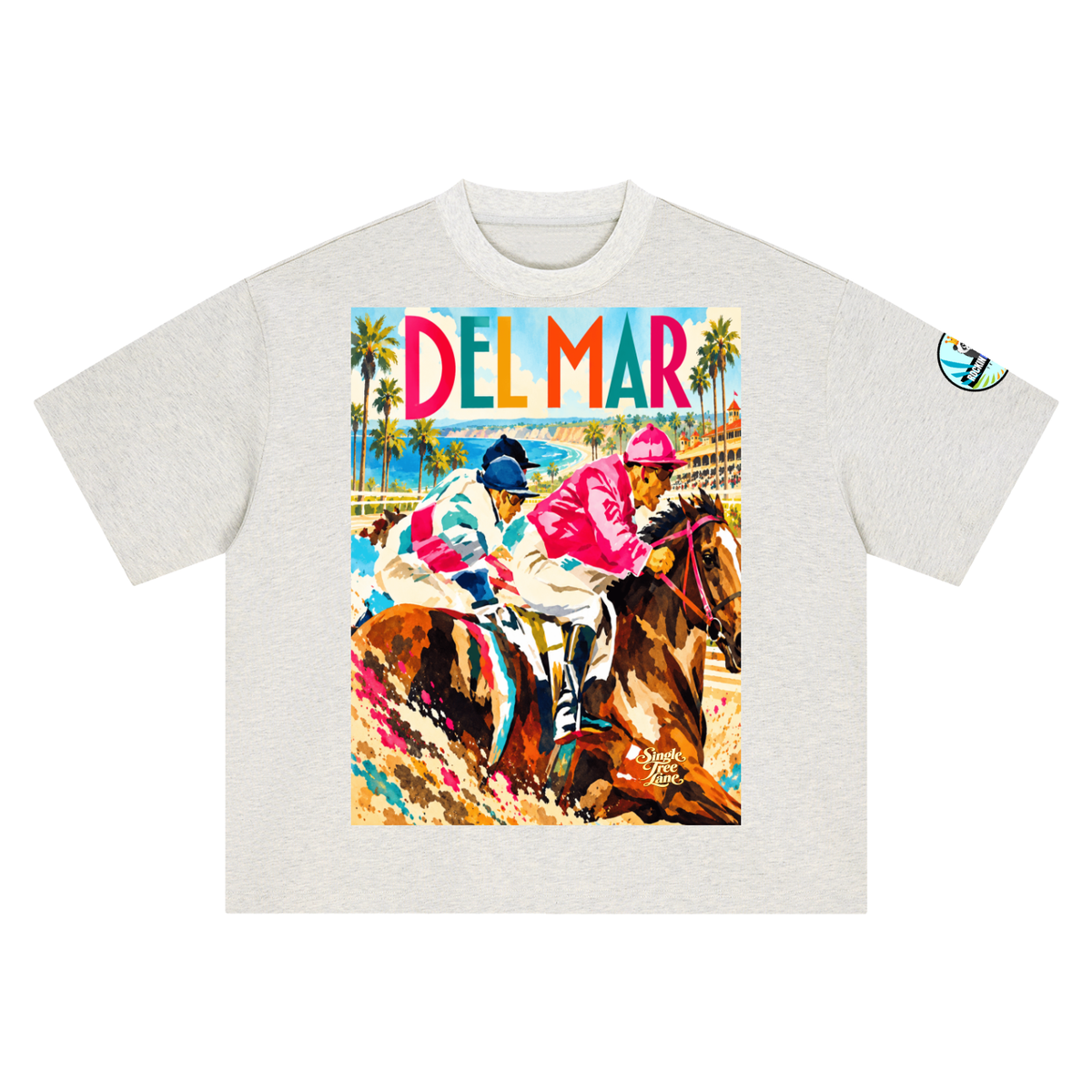 Del Mar Off to the Races Boxy Oversized Unisex T-Shirt