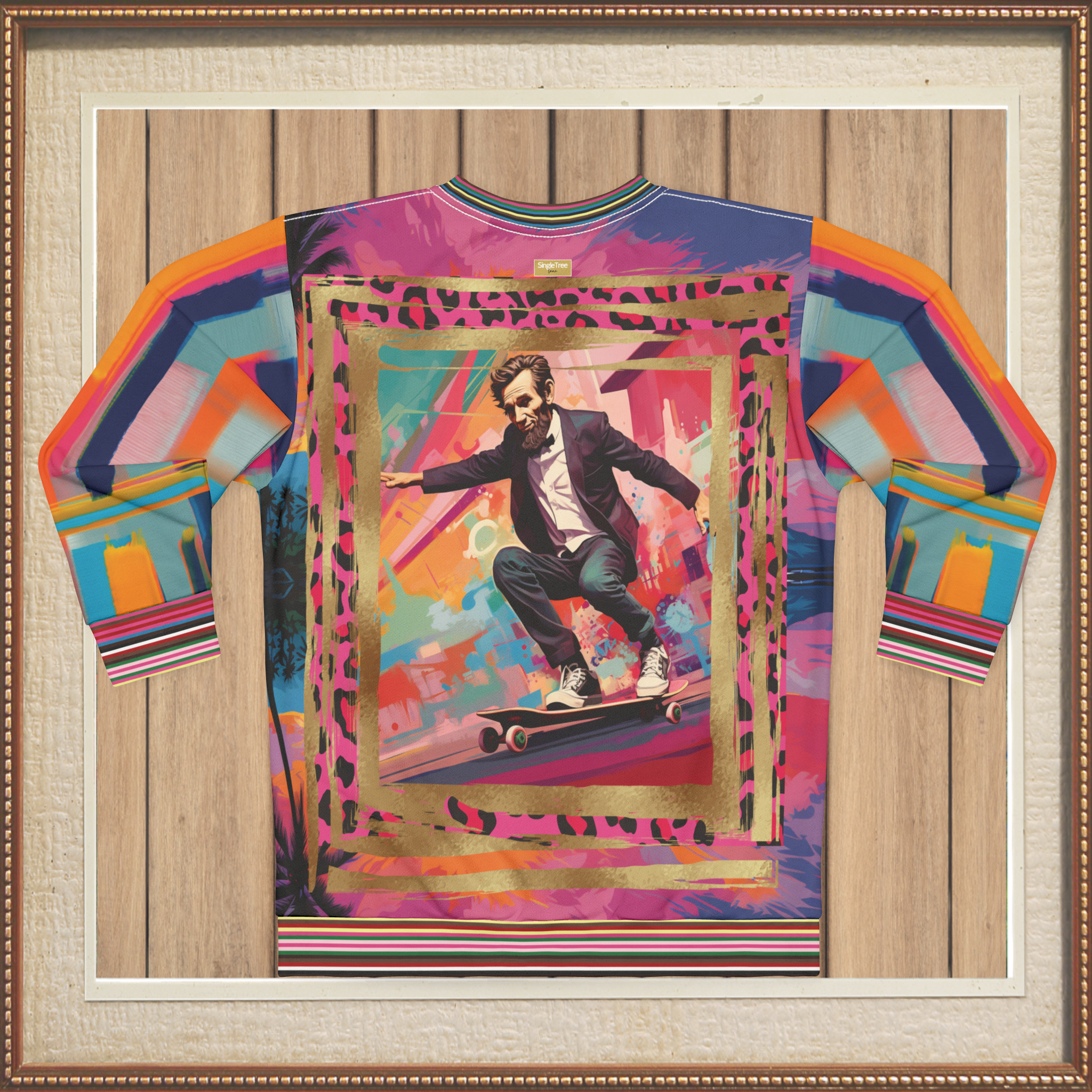 Abe Lincoln Landshark Animal Print Colorblock Unisex Sweatshirt (Gold Label)