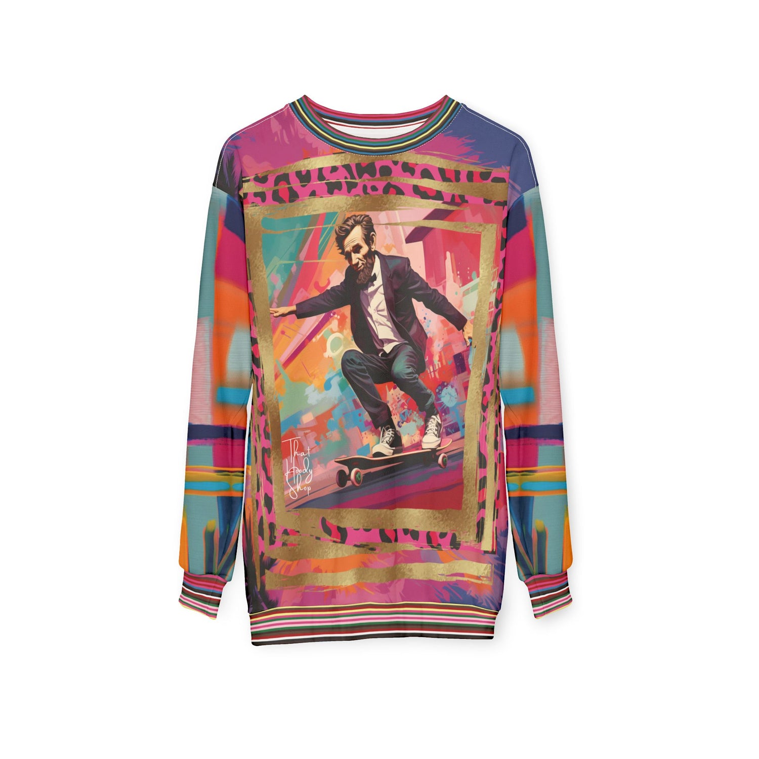 Abe Lincoln Landshark Animal Print Colorblock Unisex Sweatshirt (Gold Label)