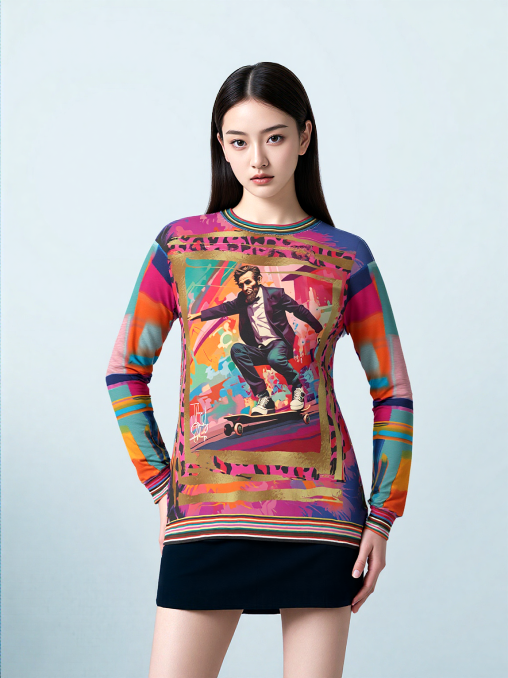 Abe Lincoln Landshark Animal Print Colorblock Unisex Sweatshirt (Gold Label)