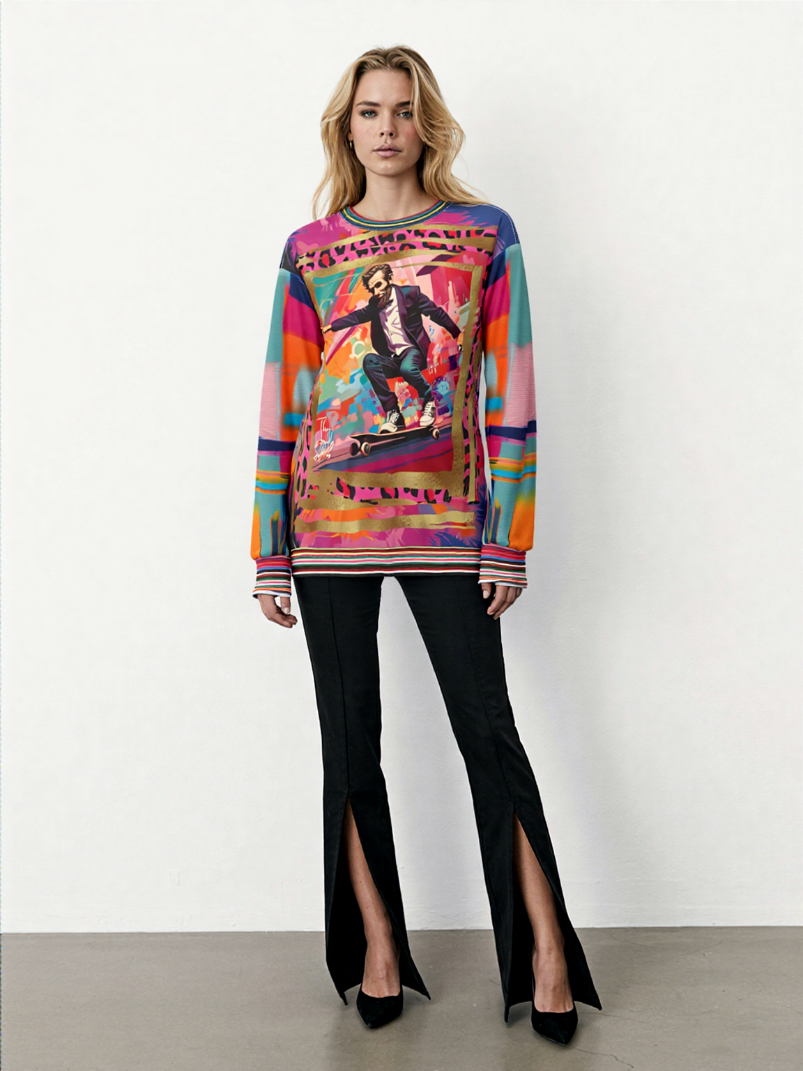 Abe Lincoln Landshark Animal Print Colorblock Unisex Sweatshirt (Gold Label)