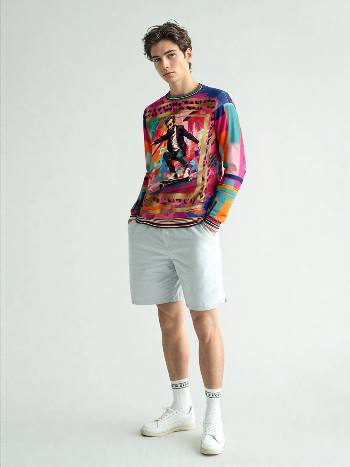 Abe Lincoln Landshark Animal Print Colorblock Unisex Sweatshirt (Gold Label)