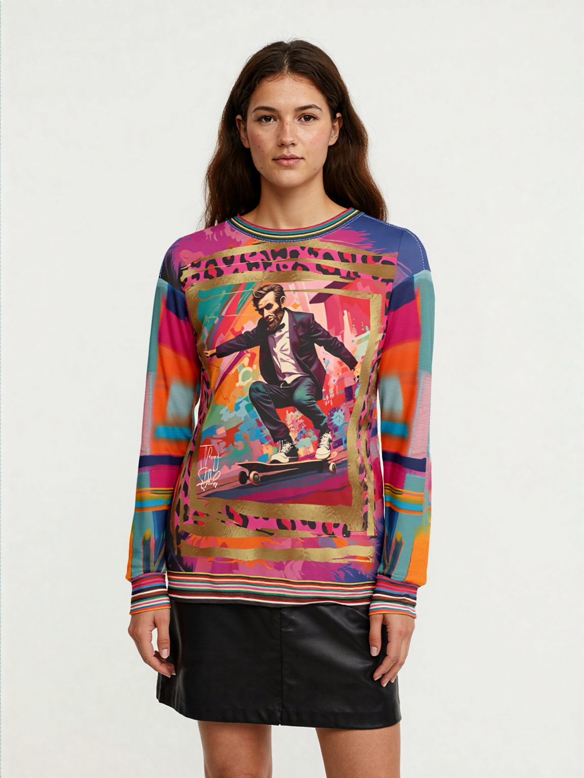 Abe Lincoln Landshark Animal Print Colorblock Unisex Sweatshirt (Gold Label)