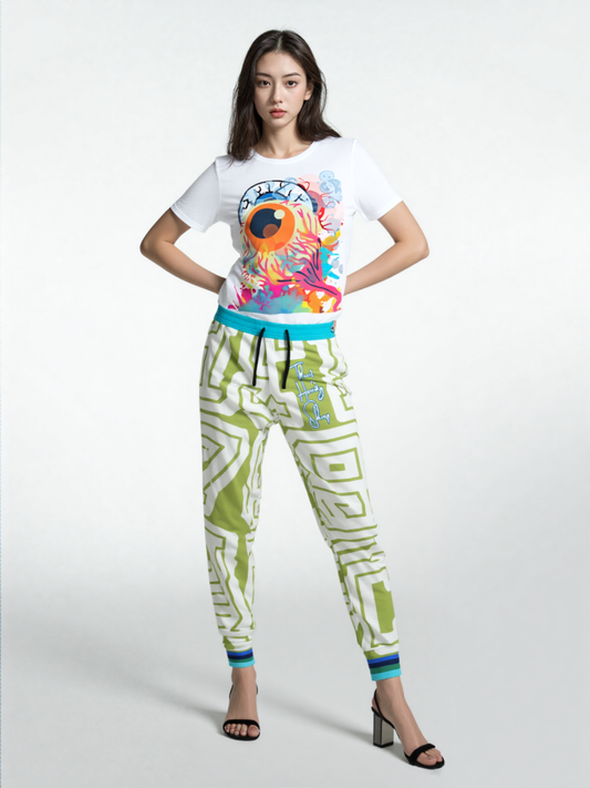 THS 1976 CA Monogram in Apple Green Eco-Poly Unisex Joggers