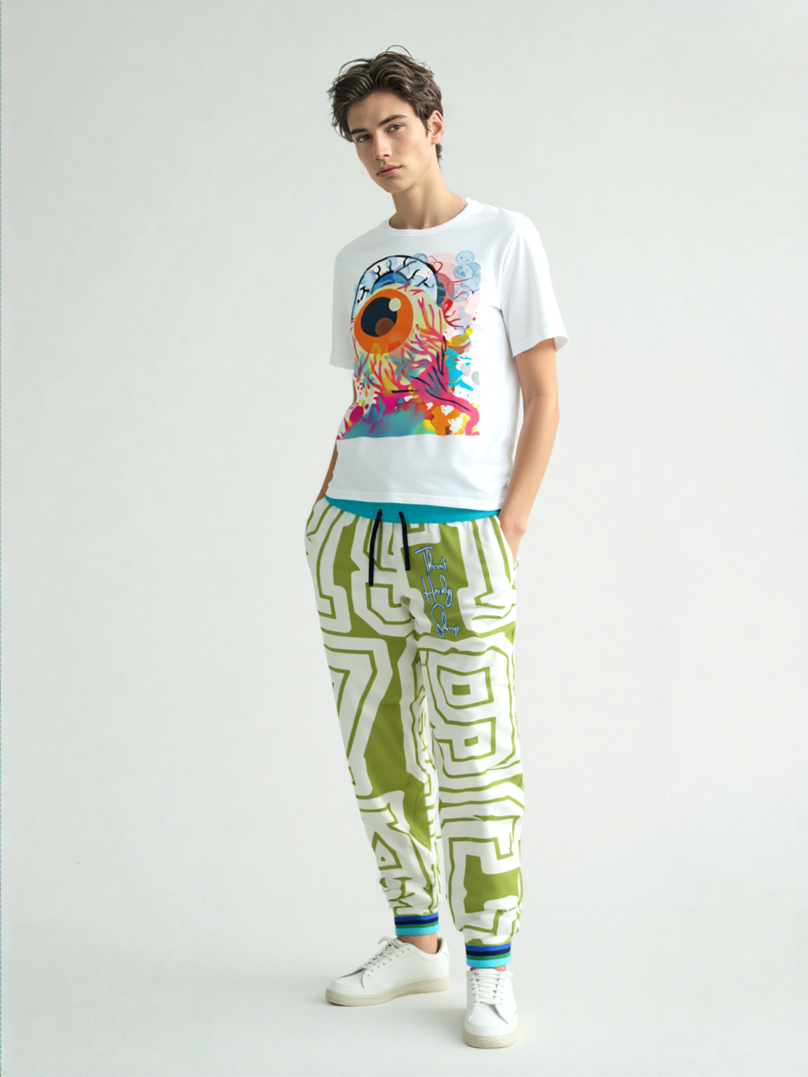 THS 1976 CA Monogram in Apple Green Eco-Poly Unisex Joggers