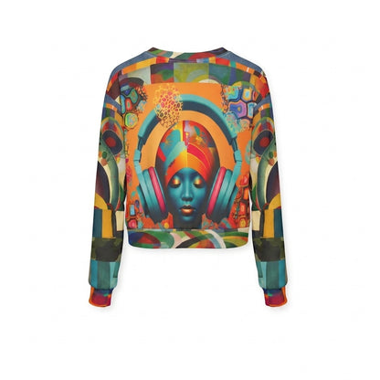Afro Pop Girl Abstract Mosaic Print Cropped Sweatshirt (Gold Label)