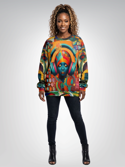 Afro Pop Girl Abstract Mosaic Print Unisex Sweatshirt (Gold Label)