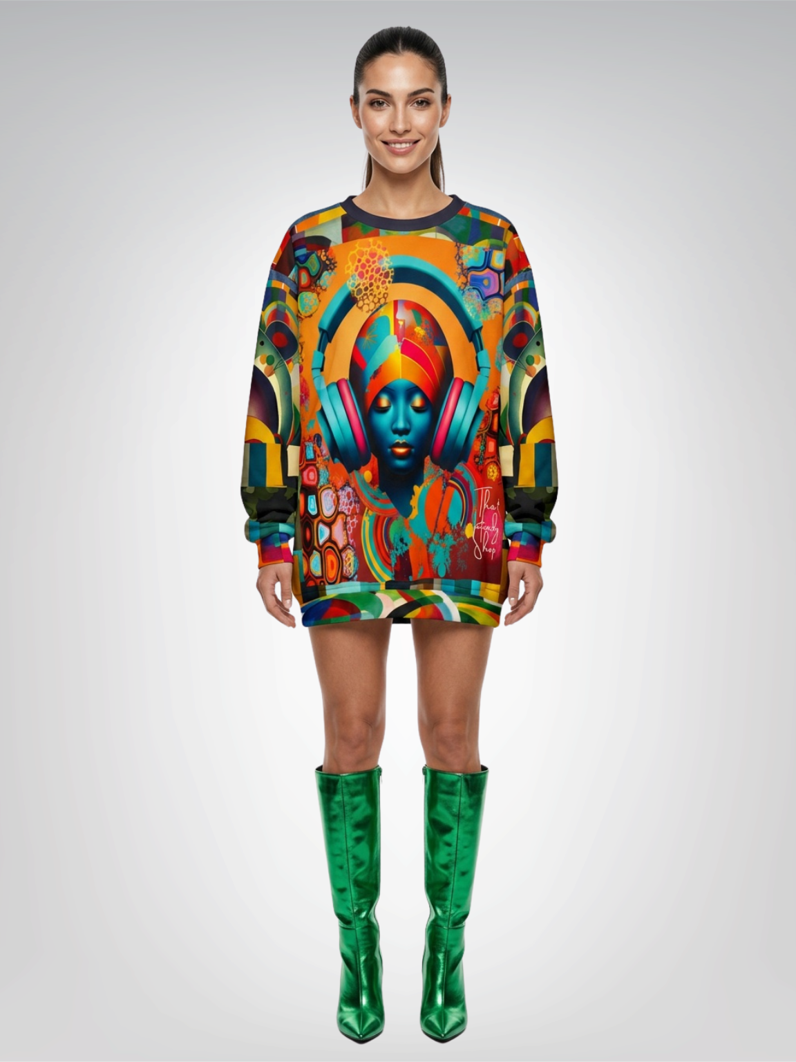 Afro Pop Girl Abstract Mosaic Print Unisex Sweatshirt (Gold Label)
