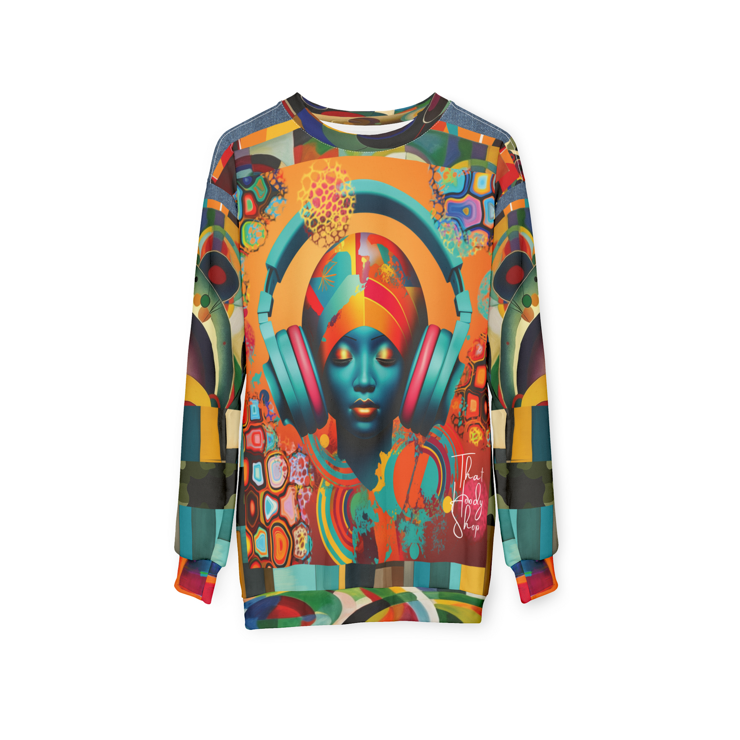 Afro Pop Girl Abstract Mosaic Print Unisex Sweatshirt (Gold Label)