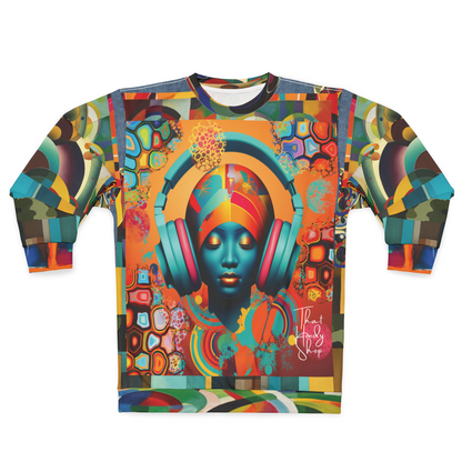 Afro Pop Girl Abstract Mosaic Print Unisex Sweatshirt (Gold Label)