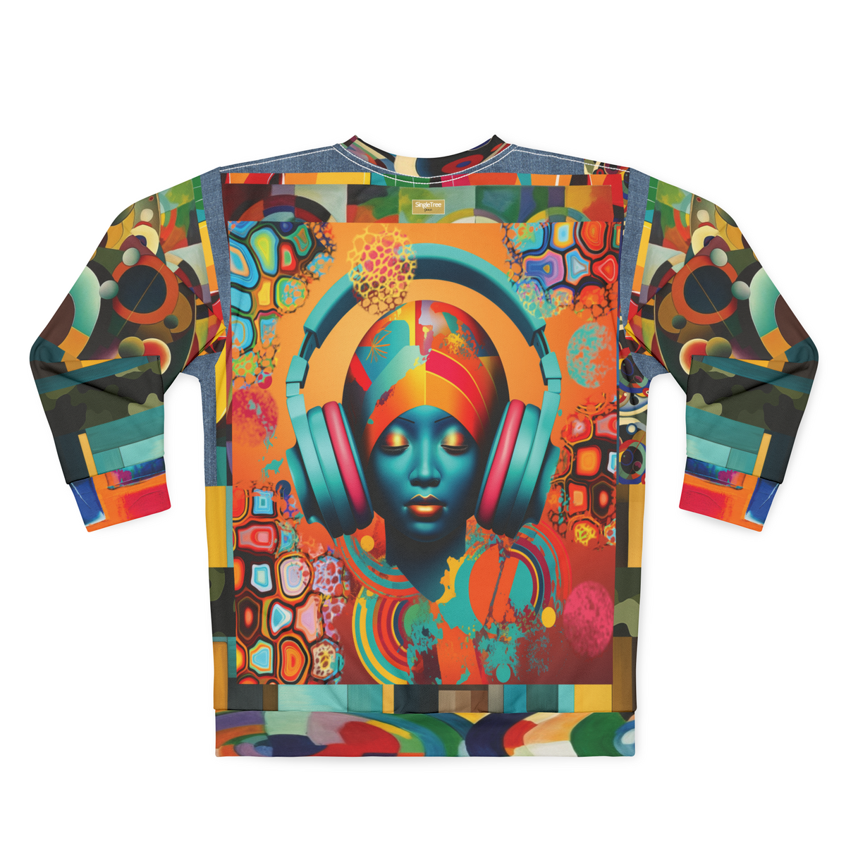Afro Pop Girl Abstract Mosaic Print Unisex Sweatshirt (Gold Label)