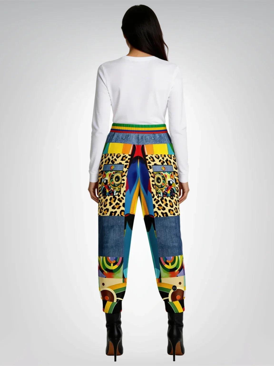 Afro-Queen Solace Denim Rainbow Eco-Poly Unisex Joggers