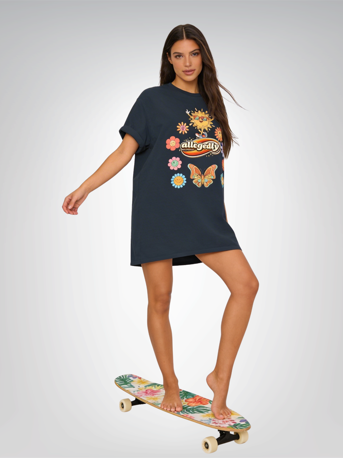 Allegedly 70s Retro Floral Sunshine Heavyweight Unisex Tee
