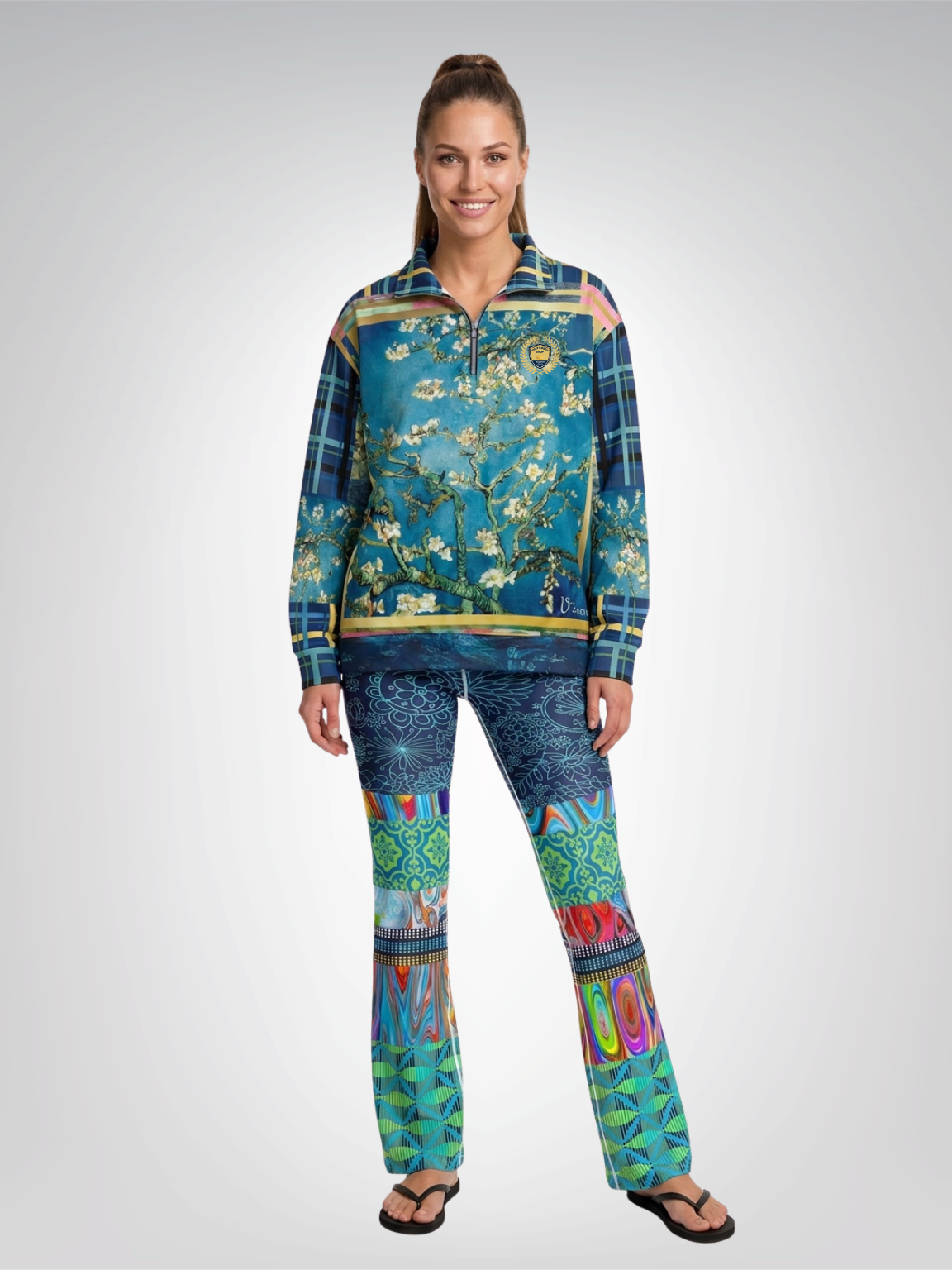 Almond Tree in Blossom - Van Gogh - Heavyweight Oversized Quarter Zip Sweatshirt
