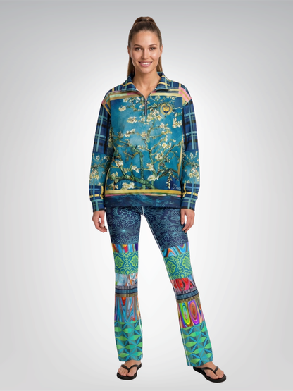 Almond Tree in Blossom - Van Gogh - Heavyweight Oversized Quarter Zip Sweatshirt