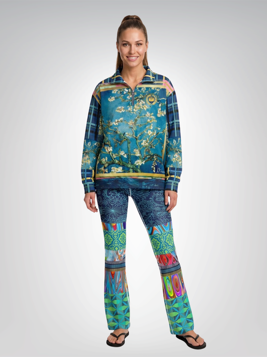 Almond Tree in Blossom - Van Gogh - Heavyweight Oversized Quarter Zip Sweatshirt