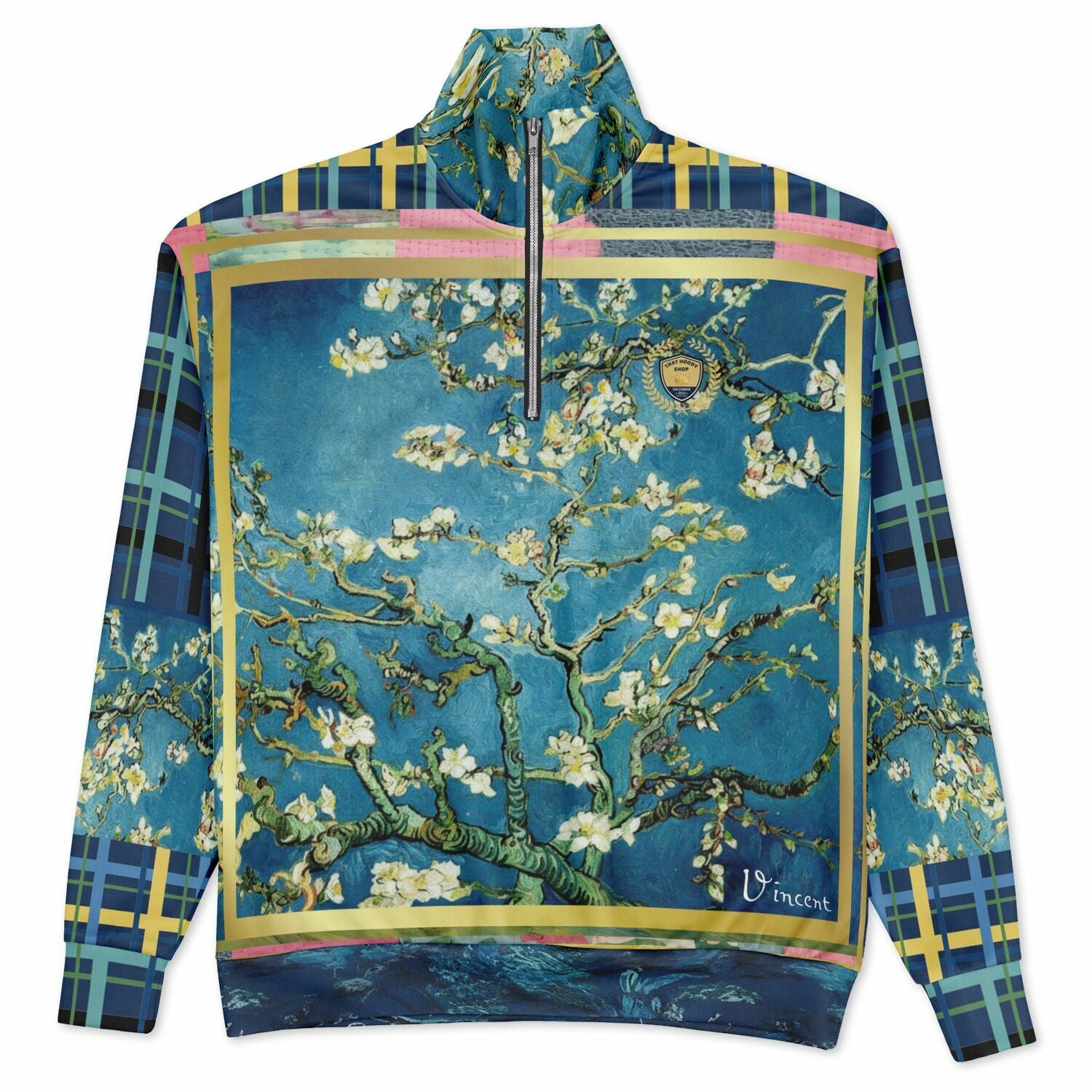 Almond Tree in Blossom - Van Gogh - Heavyweight Oversized Quarter Zip Sweatshirt