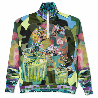 Almond Twig in Bloom Camo Patchwork Heavyweight Oversized Quarter Zip Sweatshirt