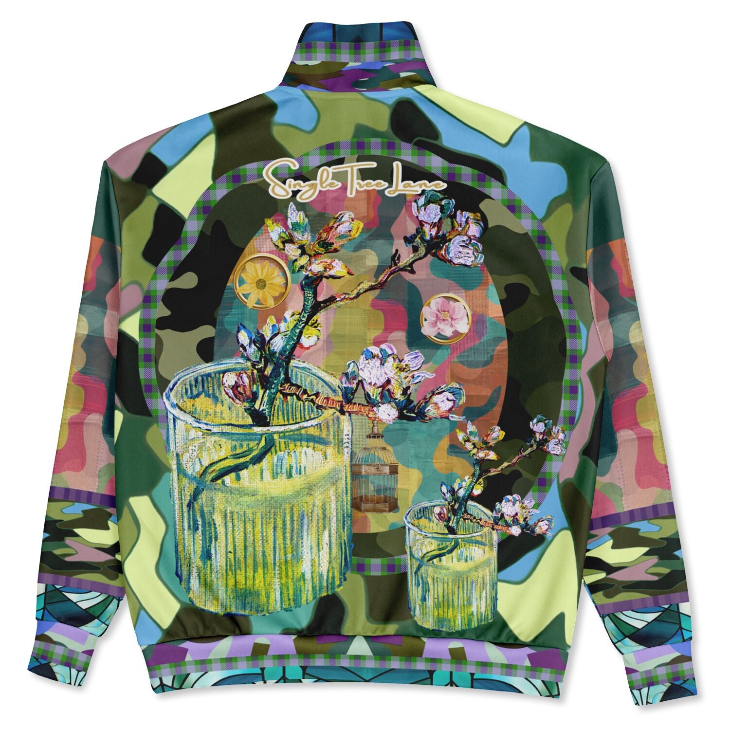 Almond Twig in Bloom Camo Patchwork Heavyweight Oversized Quarter Zip Sweatshirt
