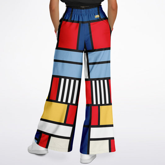 Alt Blue Hopscotch in Primary Geometric Eco-Poly Wide Leg Pants