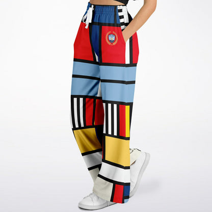 Alt Blue Hopscotch in Primary Geometric Eco-Poly Wide Leg Pants