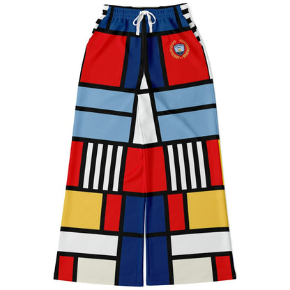 Alt Blue Hopscotch in Primary Geometric Eco-Poly Wide Leg Pants