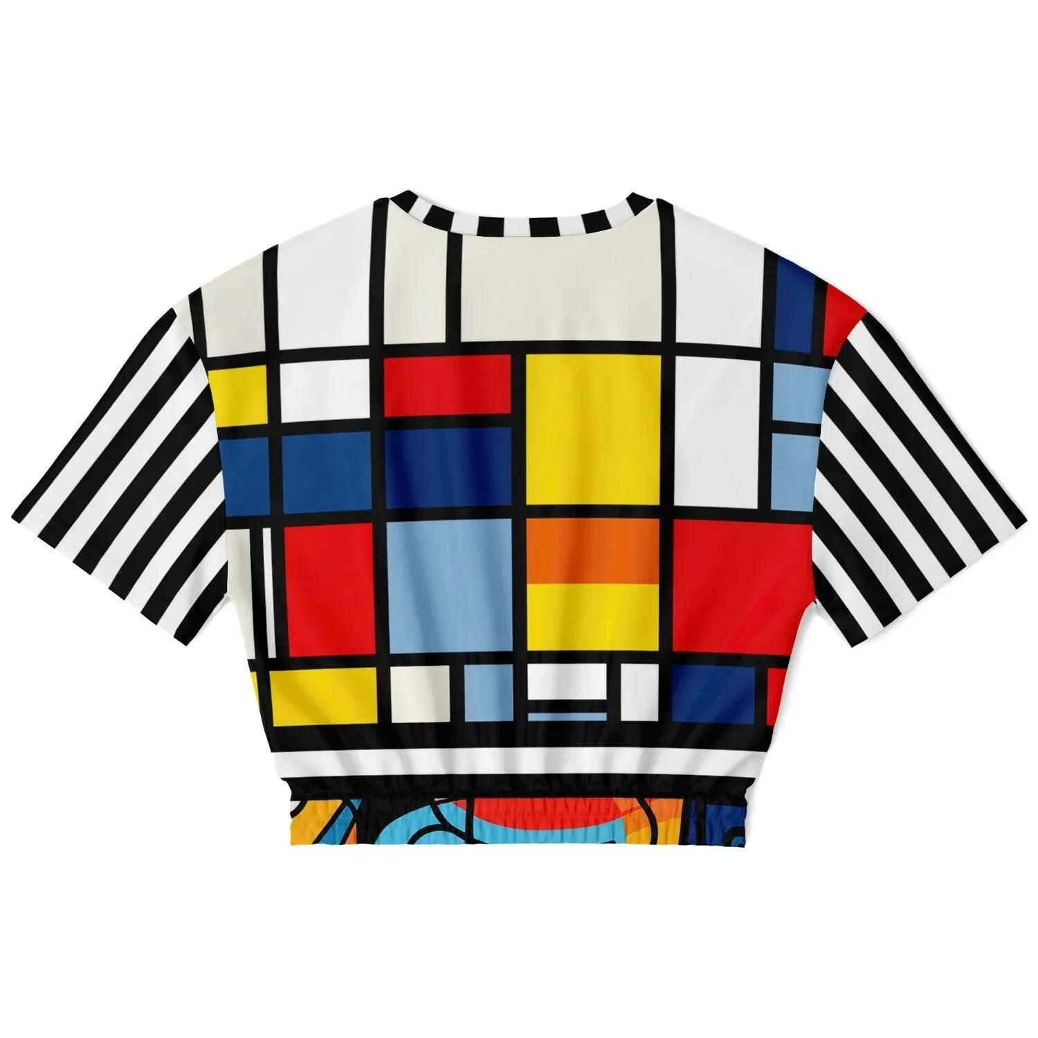 Alt Hopscotch in Primary Geometric Eco-Poly Short Sleeve Cropped Pullover