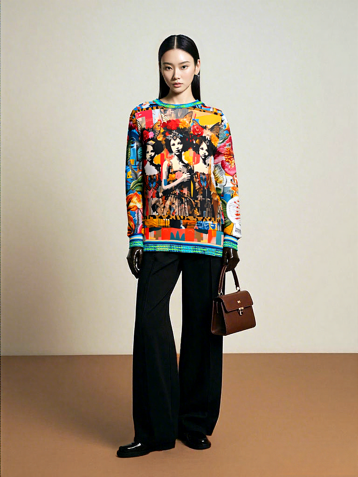 Angel Girls in Triplicate Floral Print Unisex Sweatshirt (Gold Label)