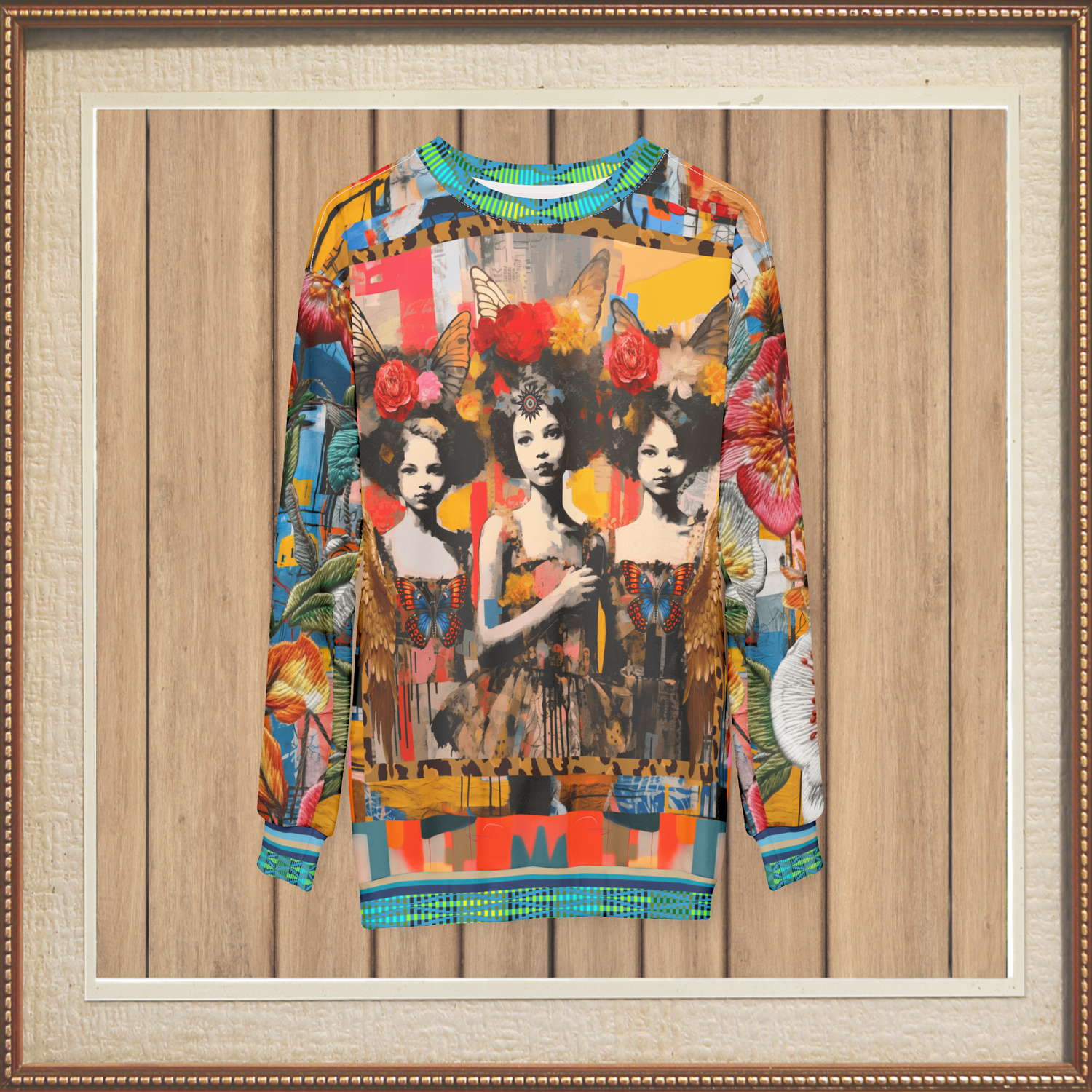 Angel Girls in Triplicate Floral Print Unisex Sweatshirt (Gold Label)