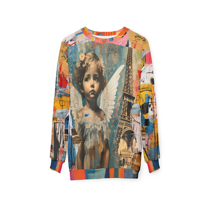 Angels in Paris Graffiti Art Mid-Weight Polyester Unisex Sweatshirt (Gold Label)