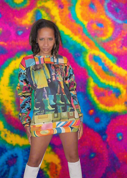 Spring Rain Retro Hippie Colorblock Unisex Sweatshirt (Gold Label)