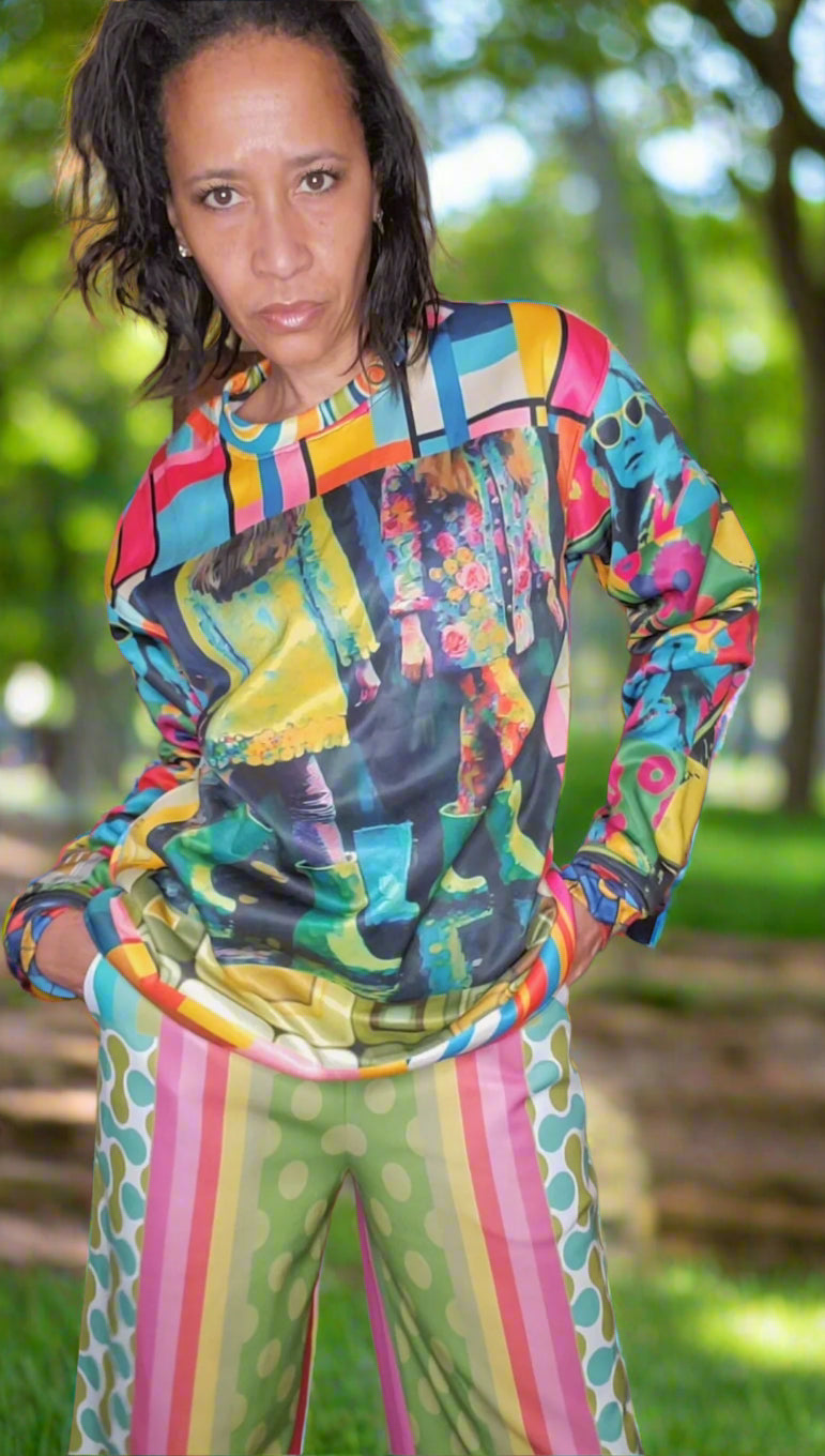 Spring Rain Retro Hippie Colorblock Unisex Sweatshirt (Gold Label)