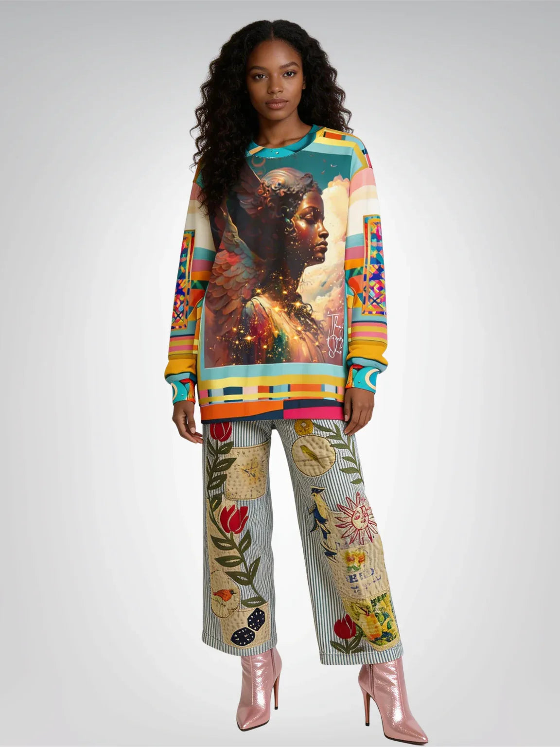 Archangel Gabriel in Feminine Divine Splendor Unisex Sweatshirt (Gold Label)