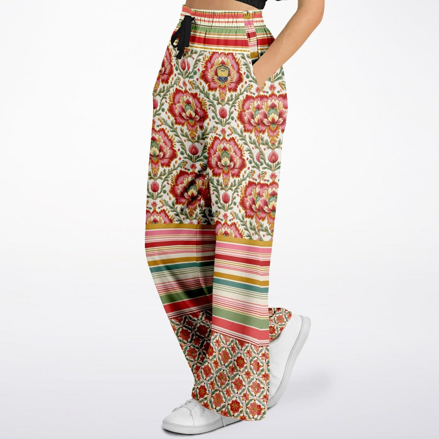 Around the World in Orange Sari Bloom Eco-Poly Wide Leg Pants