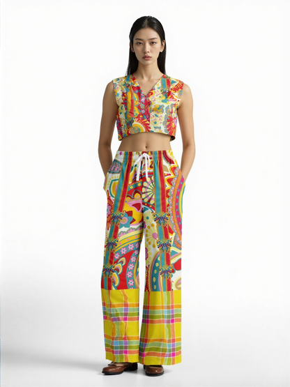 Ashbury Heights Paisley Eco-Poly Wide Leg Pants