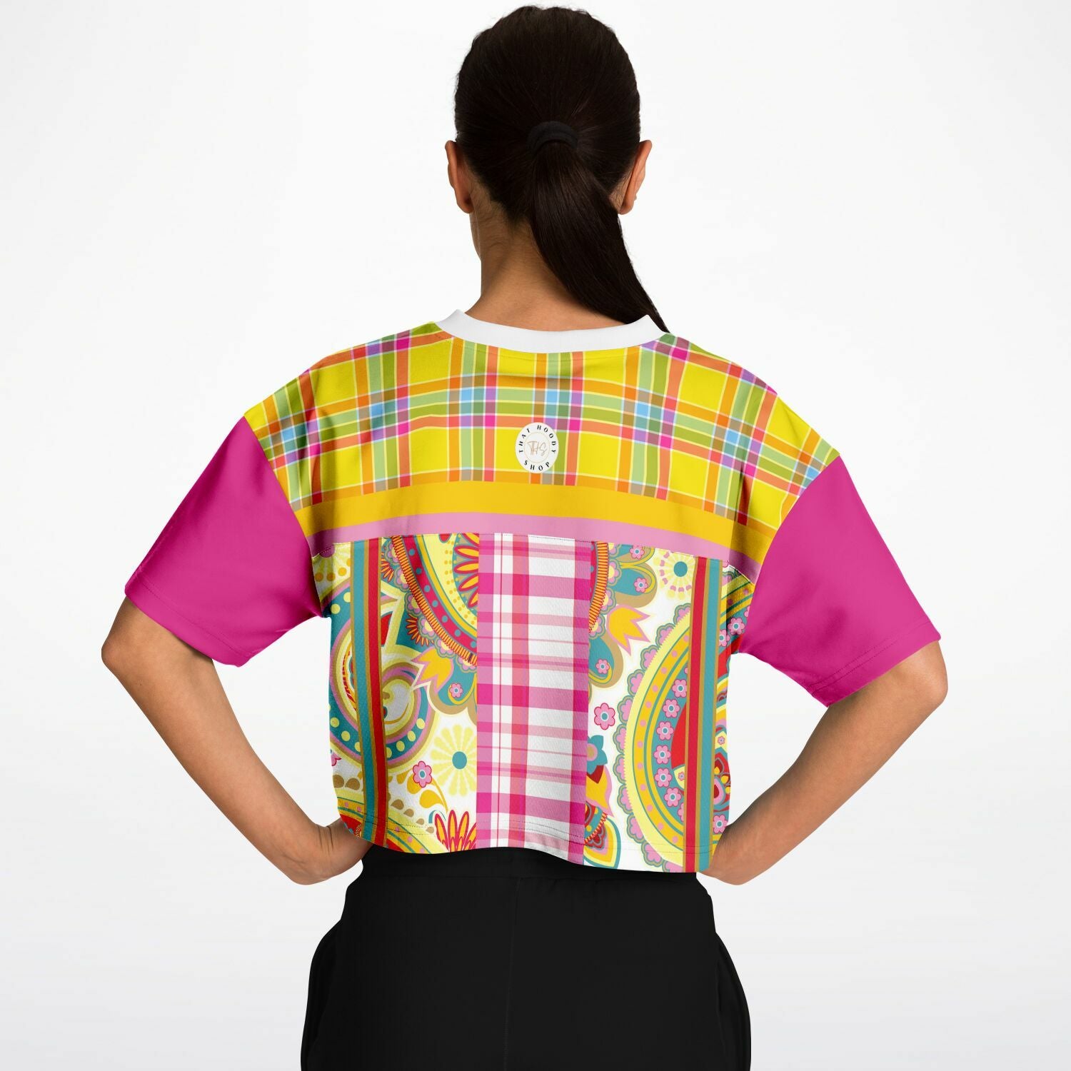 Ashbury Heights Paisley Eco-Poly V-neck Crop Jersey