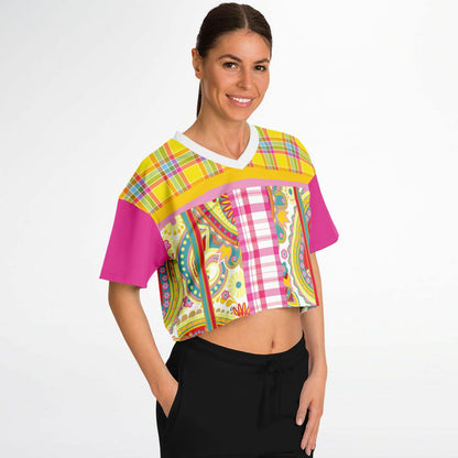 Ashbury Heights Paisley Eco-Poly V-neck Crop Jersey