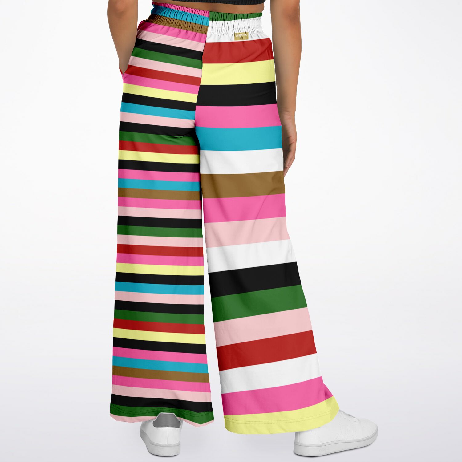 Rainbow Rugby Stripe Eco-Poly Wide Leg Pants Subliminator