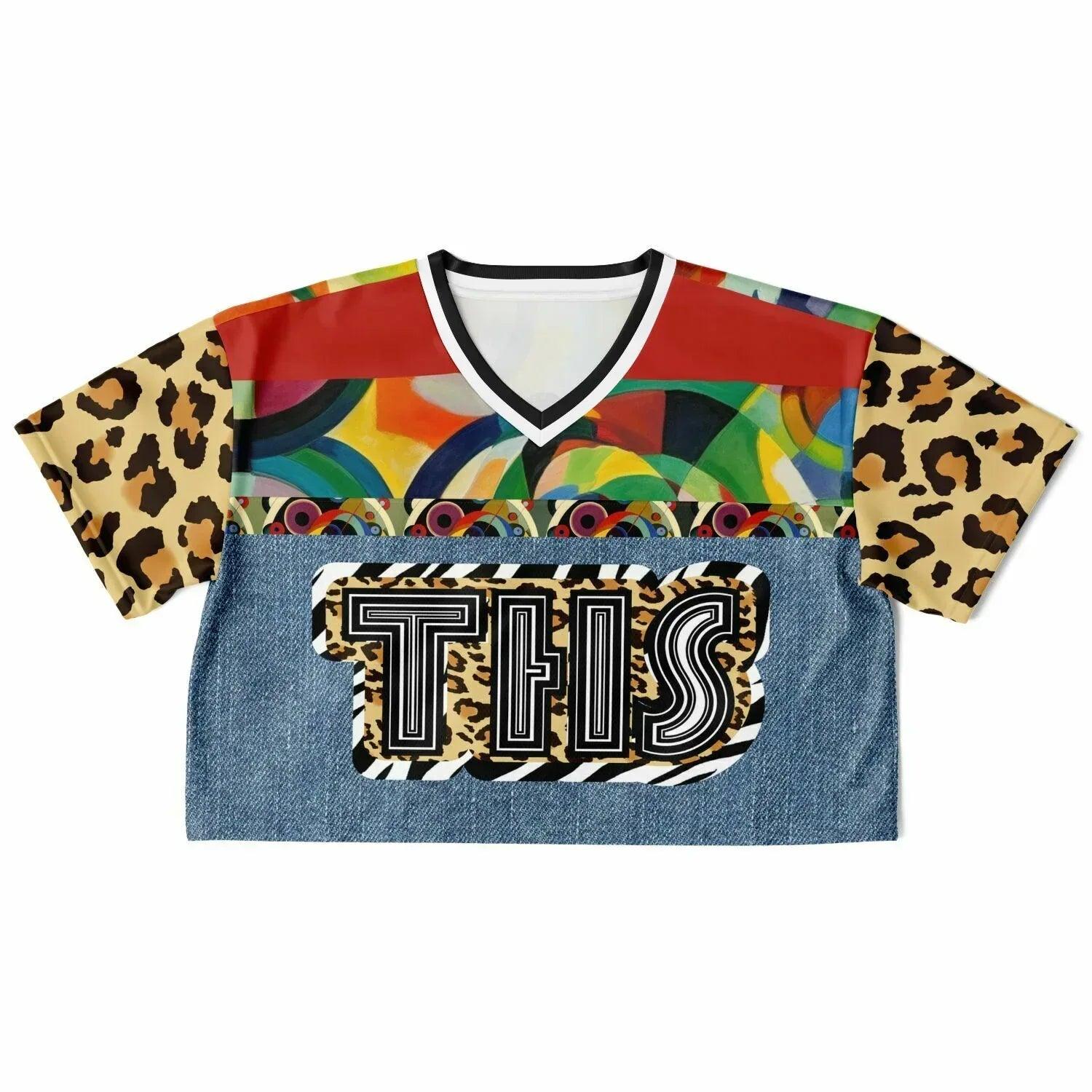 Afro-Queen Solace THS Leopard Eco-Poly V-neck Crop Jersey