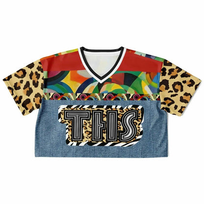Afro-Queen Solace THS Leopard Eco-Poly V-neck Crop Jersey