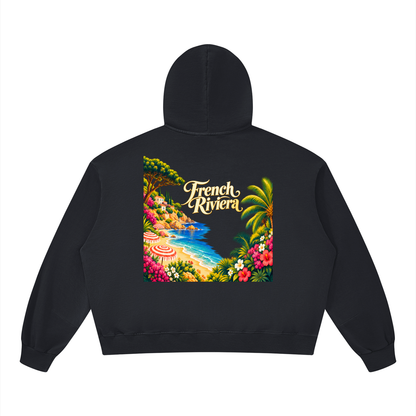 French Riviera Unisex Boxy Vintage Washed Hoodie